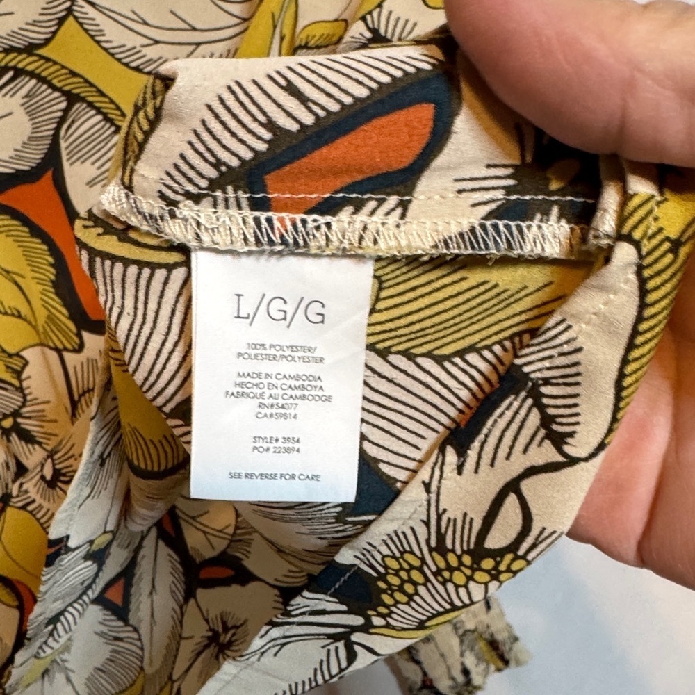 CAbi Women's Floral Blouse - Yellow, Black, and Orange - Picture 3 of 6